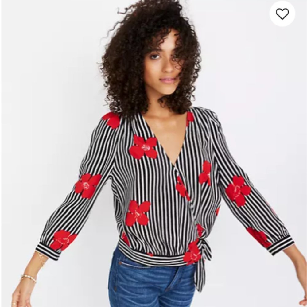 MADEWELL Wrap Top in Candied Orchids Size L